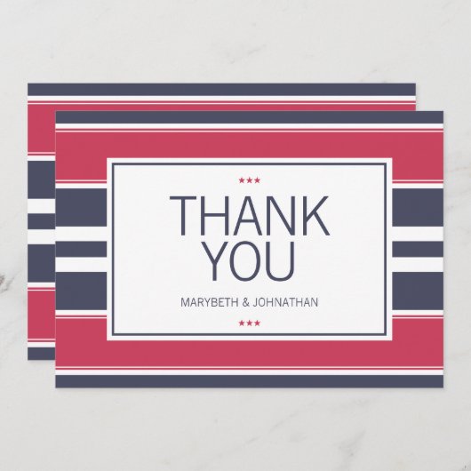 赤名門私立校風の、白、青のサンキューカード サンキューカード (正面/裏面)