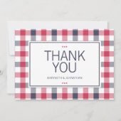 赤名門私立校風の、白、青の格子縞サンキューカード サンキューカード (正面)