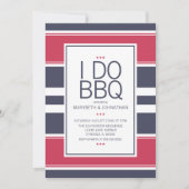 赤名門私立校風の、白、青のBBQ婚約招待状 招待状 (正面)