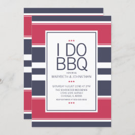 赤名門私立校風の、白、青のBBQ婚約招待状 招待状
