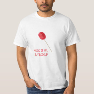赤吸棒つきキャンデー付きバターカップ Tシャツ