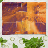 赤味がかったオレンジ色のティンフォイルの抽象芸術モザイクデザイン キッチンタオル (折り畳み)