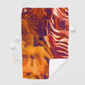 赤味がかったオレンジ色のティンフォイルの抽象芸術モザイクデザイン ゴルフタオル (インサイチュ)