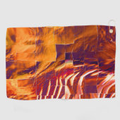 赤味がかったオレンジ色のティンフォイルの抽象芸術モザイクデザイン ゴルフタオル (横)