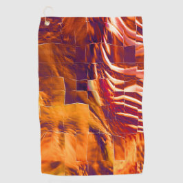 赤味がかったオレンジ色のティンフォイルの抽象芸術モザイクデザイン ゴルフタオル