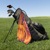 赤味がかったオレンジ色のティンフォイルの抽象芸術モザイクデザイン ゴルフタオル (グリーン)