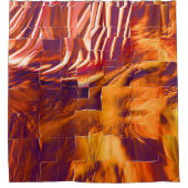 赤味がかったオレンジ色のティンフォイルの抽象芸術モザイクデザイン シャワーカーテン (正面)