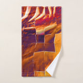 赤味がかったオレンジ色のティンフォイルの抽象芸術モザイクデザイン バスタオルセット (ハンドタオル)