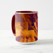 赤味がかったオレンジ色のティンフォイルの抽象芸術モザイクデザイン マグカップ (正面左)