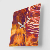 赤味がかった抽象芸術の金ゴールドの虹彩のモザイクスケッチ スクエア壁時計 (傾斜)