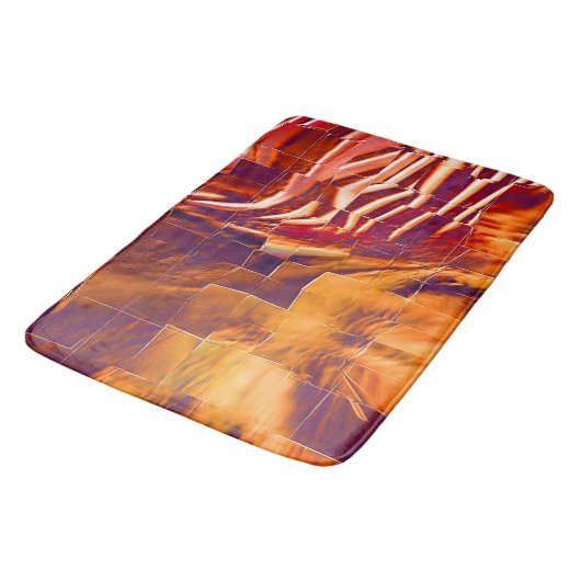 赤味がかった抽象芸術の金ゴールドの虹彩のモザイクスケッチ バスマット (アングル)