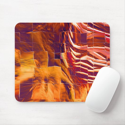 赤味がかった抽象芸術の金ゴールドの虹彩のモザイクスケッチ マウスパッド (マウス)