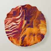 赤味がかった抽象芸術の金ゴールドの虹彩のモザイクスケッチ ラウンドクッション (裏面)