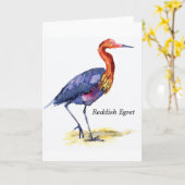 赤味がかった白鷺のメッセージカード カード (黄色い花)