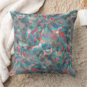 赤味がかった粗い壁の赤い桃とシアンの斑点 クッション (ブランケット)