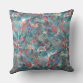 赤味がかった粗い壁の赤い桃とシアンの斑点 クッション (裏面)