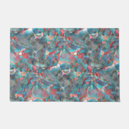 赤味がかった粗い壁の赤い桃とシアンの斑点 ドアマット