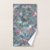 赤味がかった粗い壁の赤い桃とシアンの斑点 バスタオルセット (ハンドタオル)