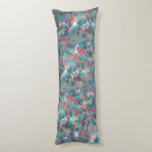 赤味がかった粗い壁の赤い桃とシアンの斑点 ボディピロー (裏面 (縦))