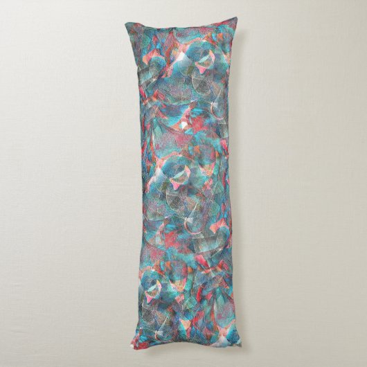 赤味がかった粗い壁の赤い桃とシアンの斑点 ボディピロー (裏面 (縦))