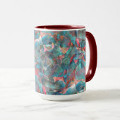 赤味がかった粗い壁の赤い桃とシアンの斑点 マグカップ (正面右)