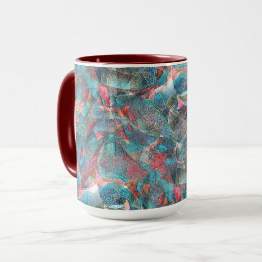 赤味がかった粗い壁の赤い桃とシアンの斑点 マグカップ (正面左)