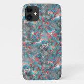 赤味がかった粗い壁の赤い桃とシアンの斑点 Case-Mate iPhoneケース (裏面)