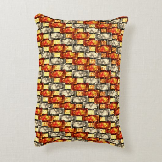 赤味とベージュのアラインを彫った長方形のピース アクセントクッション (裏面(縦))