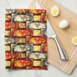 赤味とベージュのアラインを彫った長方形のピース キッチンタオル