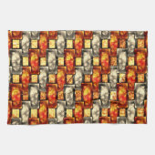 赤味とベージュのアラインを彫った長方形のピース キッチンタオル (横)