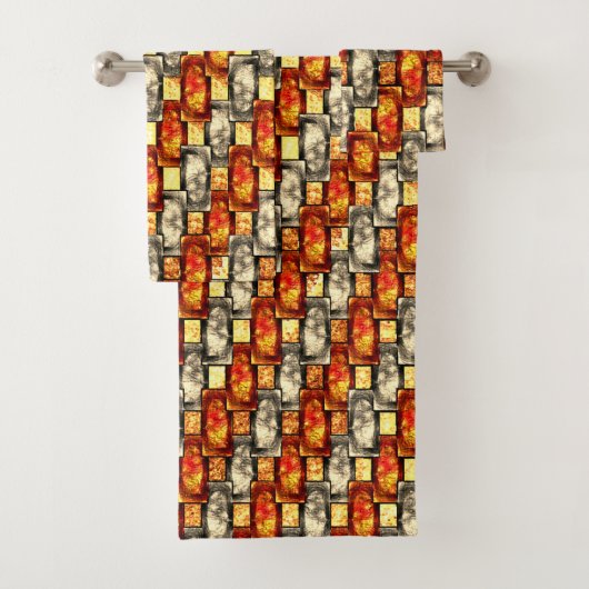 赤味とベージュのアラインを彫った長方形のピース バスタオルセット (インサイチュ)