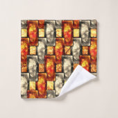 赤味とベージュのアラインを彫った長方形のピース バスタオルセット (ウォッシュタオル)