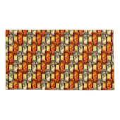 赤味とベージュのアラインを彫った長方形のピース 枕カバー (裏面-左)