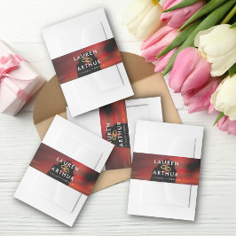 赤味モダンシック超ミニマル写結婚真 招待状ベリーバンド