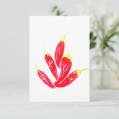 赤唐辛子の手の絵を描水色ピーマン カード (スタンド正面)