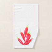 赤唐辛子の手の絵を描水色ピーマン バスタオルセット (ハンドタオル)