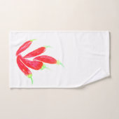 赤唐辛子の手の絵を描水色ピーマン バスタオルセット (ハンドタオル)