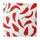 赤唐辛子オンホワイト タイル (正面)