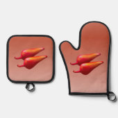 赤唐辛子オーブンミッターのセット 鍋つかみ&鍋敷きセット (正面)