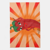 赤唐辛子スーパースター キッチンタオル (縦)