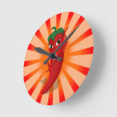 赤唐辛子スーパースター ラウンド壁時計 (傾斜)