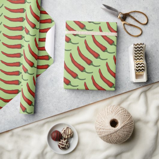 赤唐辛子チリチリ唐辛子野菜ベグ ラッピングペーパー (クラフト)