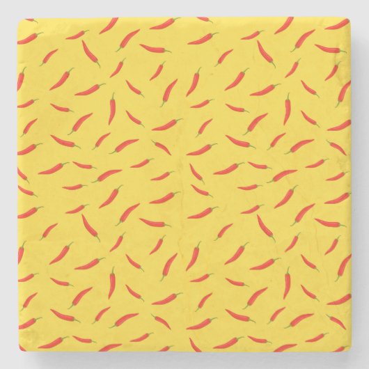 赤唐辛子パターン ストーンコースター (正面)