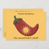 赤唐辛子フィレクラッカー-西部BBQパーティー 招待状 (正面/裏面)