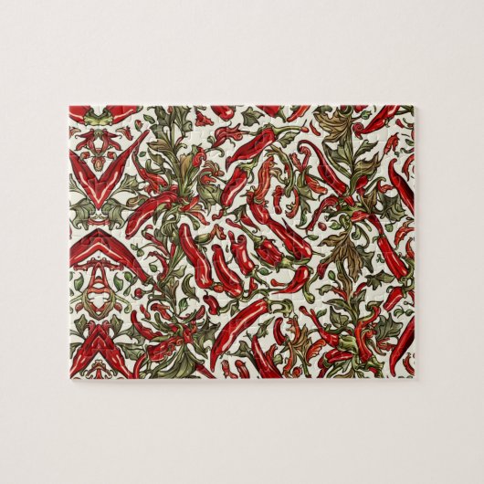 赤唐辛子ヴィンテージパターン ジグソーパズル (横)