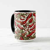 赤唐辛子ヴィンテージパターン マグカップ (正面左)