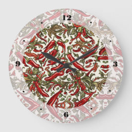 赤唐辛子ヴィンテージパターン ラージ壁時計