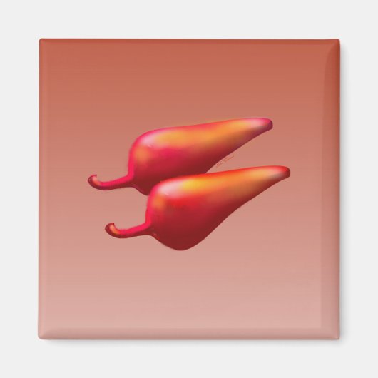 赤唐辛子四角マグネット マグネット (正面)