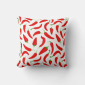 赤唐辛子模様オン白おもしろい クッション (正面)