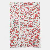 赤唐辛子模様 キッチンタオル (縦)